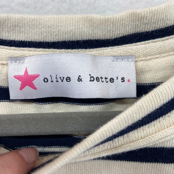 Olive & Bette's Stripe Short Sleeve Tee Top Size Small - Picture 2 of 6